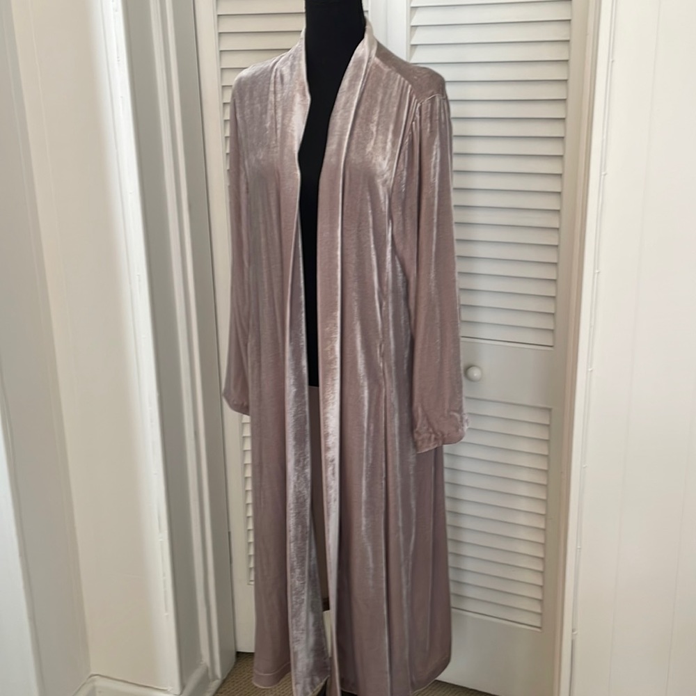 Eileen Fisher lavender gray velvet duster.